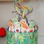 Torta scenografica chupa chups personalizzata Dinosauri T rex