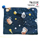 Pochette Borsello -wet bag -chiusura zip - Gatto nello spazio - idrorepellente Portatrucchi, borsello borsa,Assorbenti lavabili