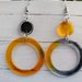 Orecchini pendenti in resina con cerchio, colore giallo e nero