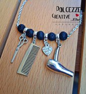 Collana Parrucchiera - Con lacca, forbici, phon - asciugacapelli e pettine - miniature handmade idea regalo