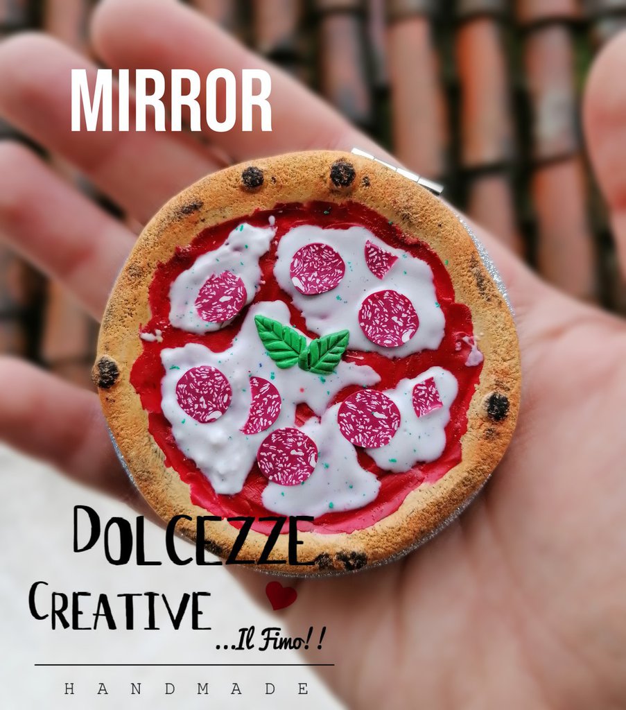 Specchietto da borsa - cibo in miniatura - pizza margherita con sal