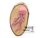 Quadro - con medusa - animali marini - in fimo e cernit - handmade su legno di betulla