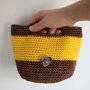 MINI BAG BORSA FATTA A MANO ALL'UNCINETTO IN CORDINO COLORE RUGGINE E GIALLO