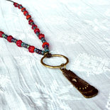 Collana Tribale Unisex In Cuoio E Canapa Con Perla In Porcellana Blu - Regolabile 37 Cm - Stile Boho Etnico - 2