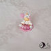 Bomboniera statuina unicorno con palloncino e cubi nome in scala di rosa 5 lettere 5 cubi