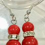 Orecchini pendenti in argento 925 con perle di autentico corallo rosso naturale chakra cristalloterapia