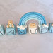 Cake topper cubi con orsetti in scala di azzurro e arcobaleno 8 cubi 8 lettere 