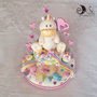 Cake topper Unicorno con pioggia di cuori e dolcetti HAPPY PARTY