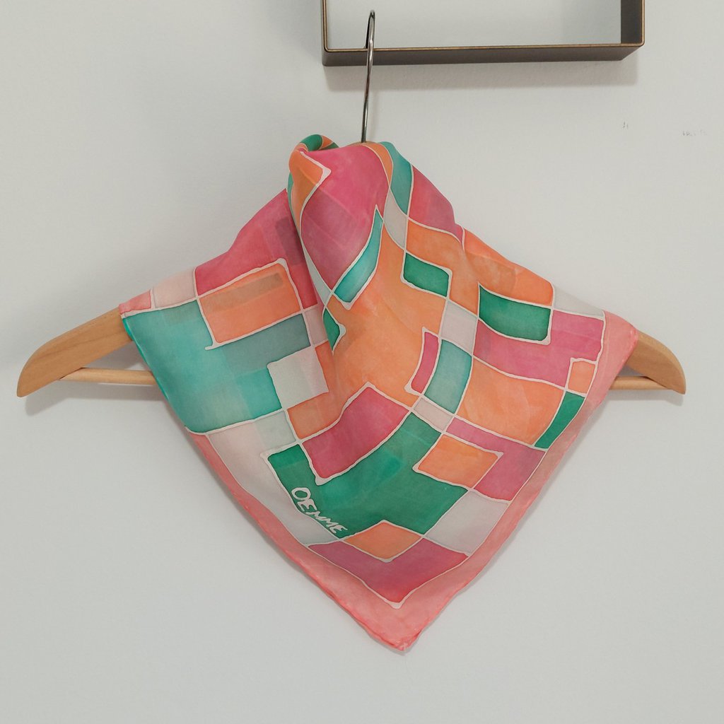 Foulard Quadrato In Seta Similare Per Uomo E Donna - Bandana Con Stampa Piume Di Pavone Verdi, Multiuso, Morbido E Leggero