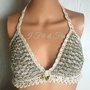 Bikini crochet verde mimetico. Costume uncinetto in puro cotone fatto a mano