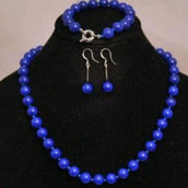 Parure collana bracciale e orecchini con perle da 10 mm di autentico lapislazzulo pietre dure naturali chakra cristalloterapia