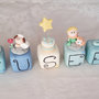 Cake topper piccolo principe cubi in scala di azzurro 8 cubi 8 lettere