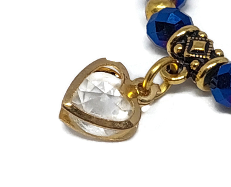 Bracciale Regolabile Con Ciondolo A Cuore Di Cristallo, Strass Rossi E Blu, Gioiello Moda Per Donna, Idea Regalo Per Compleanno E Festa Della Mamma - 5
