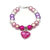 Bracciale perle 5 colori con cuore fucsia 