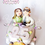 Cake topper anniversario di matrimonio “Coppia d’argento” (personalizzabile)