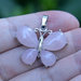 Collana con ciondolo pendente farfalla in autentico quarzo rosa pietre dure naturali chakra cristalloterapia