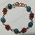 Bracciale in rame  con agate acqua marina sfaccettate.