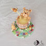 Cake topper Orso in tinozza di miele con api