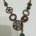 Girocollo steampunk (ingranaggi) con perle in malchite
