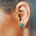 orecchini verdi, orecchini piccoli a lobo, orecchini con perline, orecchini quadrati, orecchini leggeri, euphoria orecchini