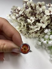 Anello regolabile in resina e fiori veri