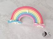 Cake topper arcobaleno con nuvole e nomi personalizzati speciale gemellini bimba e bimbo