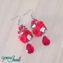 Orecchini Rose in Fimo con pendente Goccia, Rosso