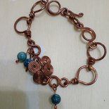Bracciale In Rame Donna Con 6 Magneti E Incisioni Floreali, Bracciale Magnetico Regolabile, Elegante E Leggero