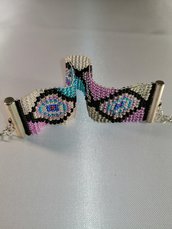 Bracciale a fascia in tessitura di perline multicolore