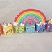 Cake topper cubi unicorni e doppio arcobaleno 9 cubi 9 lettere