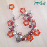 Bracciale fiori rossi madreperla