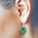 orecchini verde scuro, orecchini con monachella, orecchini con perline, orecchini fiori, orecchini pendenti, carla orecchini
