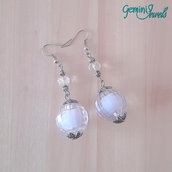 Orecchini perle Bead-in-bead Bianco-Crystal