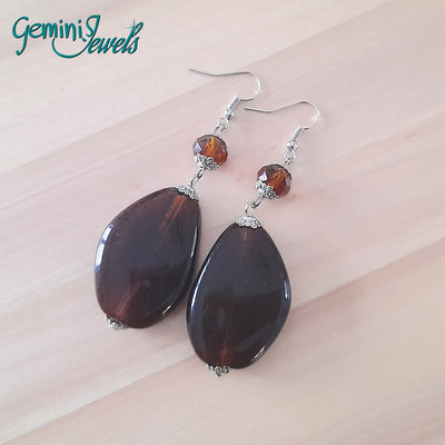 Orecchini perle in resina topaz brown Orecchini perle in resina topaz brown