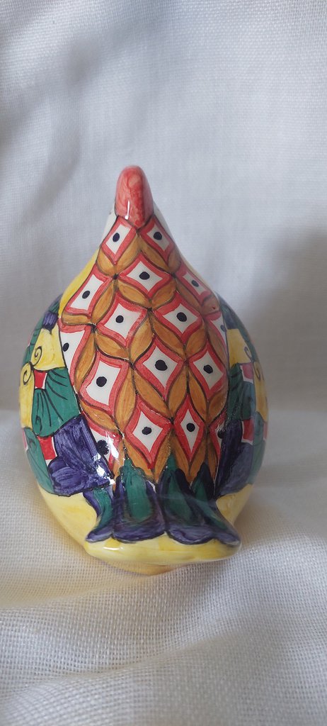 Cestino Portauova Siduytin A Forma Di Gallina - Ceramica Dipinta A Mano, Blu, 19x16 Cm