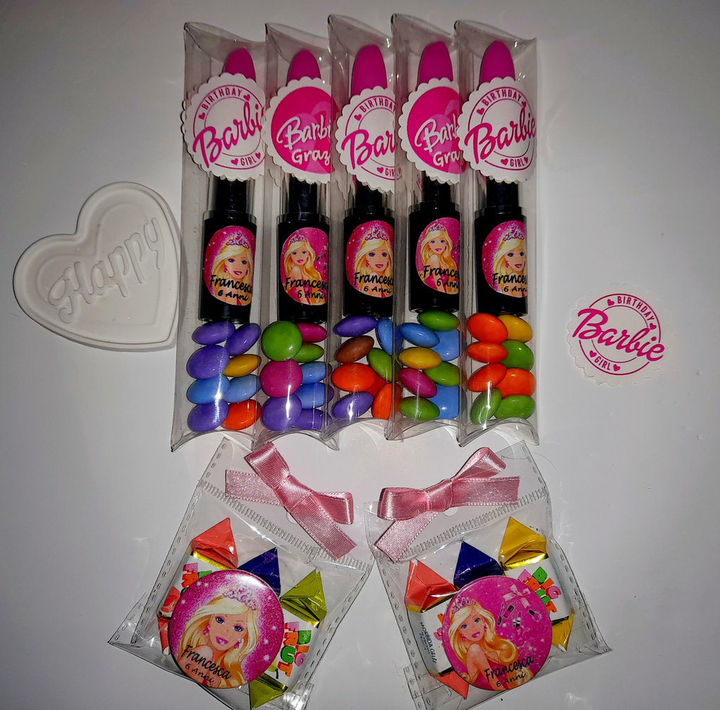 Regalini Personalizzati Fine Festa Tema Barbie 💖💗 Feste Bomboni Su Misshobby 