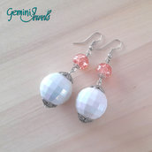 Orecchini leggeri perle tonde bianco e rosa