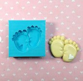 Stampo silicone piedini bebé con cuore battesimo originale artigianale Artitú