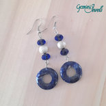 Orecchini blu donut di sodalite e semicristalli