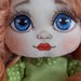 Bambola di pezza, pigotta, fatta a mano con gli occhi grandi azzuri