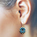 orecchini blu petrolio, orecchini con monachella, orecchini con perline, orecchini fiori, orecchini pendenti, carla orecchini