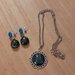 Parure orecchini + collana con semisfere con fiori azzurri