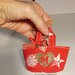 Mini borsa rossa con disegni natalizi per addobbo albero di Natale / porta regalo personalizzata