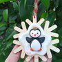 Pinguino angelo sulla neve decorazione fimo addobbi natalizi regalo artigianato 