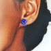 orecchini blu, orecchini a clip senza buco, orecchini con perline, orecchini quadrati, orecchini piccoli, lexi orecchini