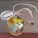 Lampada da tavolo sferica con fiori, glitter e pailettes, base led luce calda