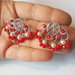 Orecchini  donna in acciaio inossidabile con cristallini rossi e perle