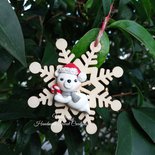 Fiocco di neve-orsetto disteso Fimo  fimo addobbi natalizi decorazione albero regalo