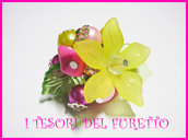 Anello "Summer Flower" Charm ciondoli fiori perle