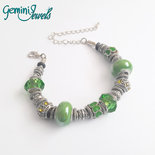 Bracciale Snake con rondelle in ceramica, Verde